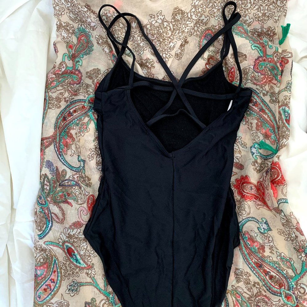 Double Strap Back Black Repetto Leotard